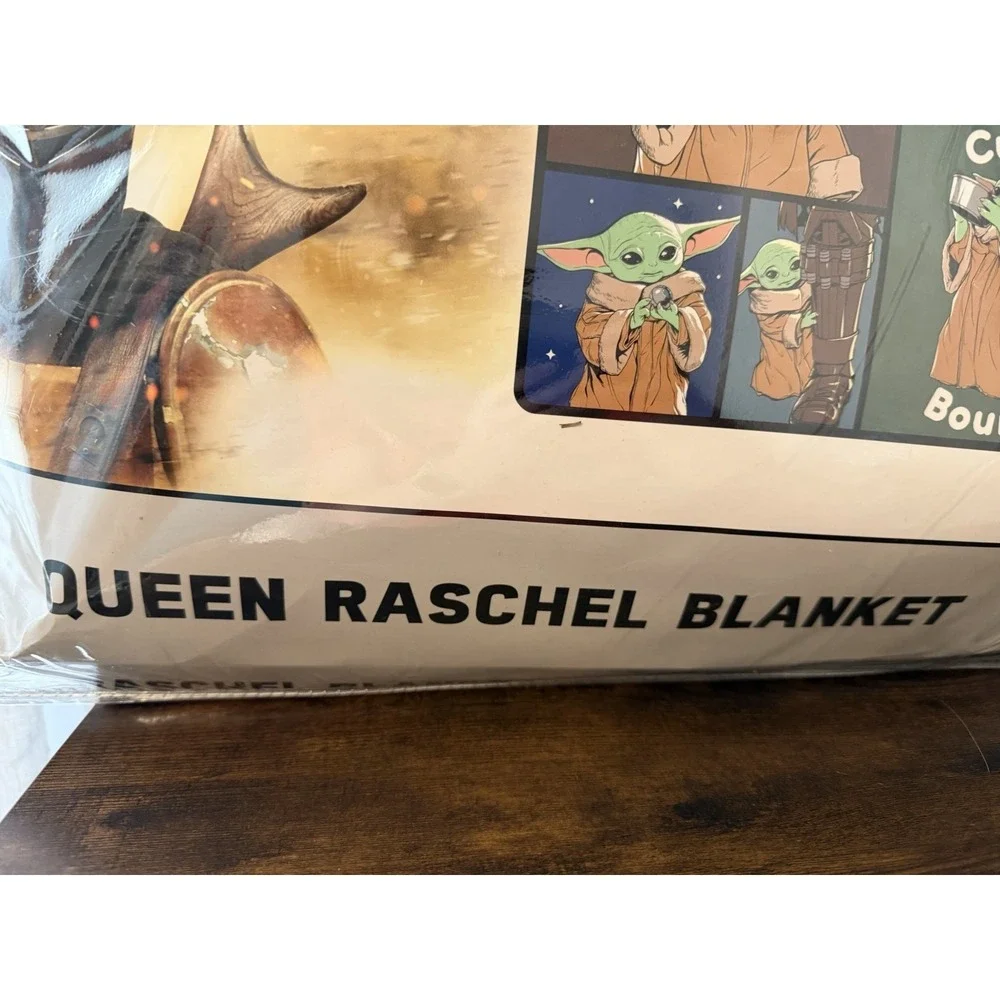 Star Wars Mandalorian Queen Raschel Blanket‎ Grogu Baby Yoda Plush Soft